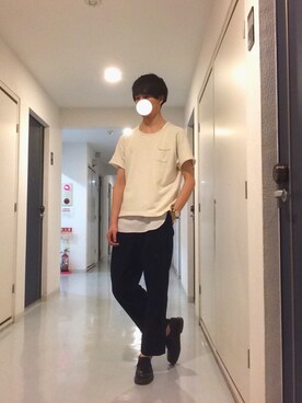 「Dr. Martens（ドクターマーチン）のDr.Martens (ドクターマーチン)/1461 3EYE GIBSON SHOES（その他シューズ）」を使った、YU-MAさん（メンズ・184cm）の春コーディネート