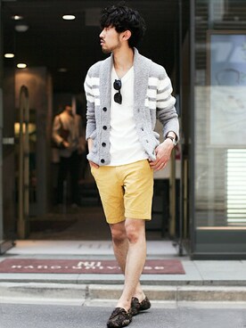 フワトロショールカーディガンを使ったメンズ人気ファッションコーディネート Wear