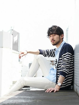 「アイテム（カーディガン/ボレロ、その他）」を使った、nano・universe  WEB さん（メンズ・178cm）の春コーディネート