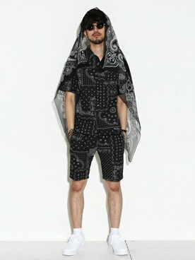 「アイテム（マフラー）」を使った、nano・universe  WEB さん（メンズ・178cm）の夏コーディネート