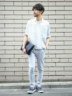 「アイテム（クラッチバッグ）」を使った、nano・universe  WEB さん（メンズ・178cm）の夏コーディネート