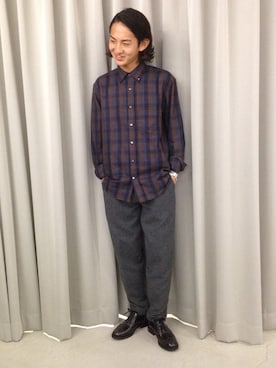 「umit benan（ウミットベナン）のアイテム（トップス）」を使った、桜井太郎さん（メンズ・174cm）の秋コーディネート