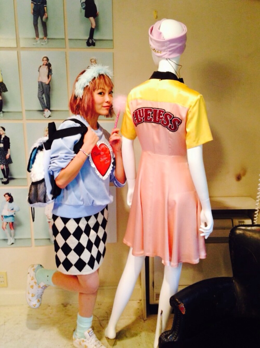 「2014ss、パステルカラー、g.v.g.v」｜「G.V.G.V.のCOTTON FUR BACK PACK （バックパック/リュック、ブルー系）」を使った、Momoさん（レディース・160cm）の冬コーディネートの1枚目の写真