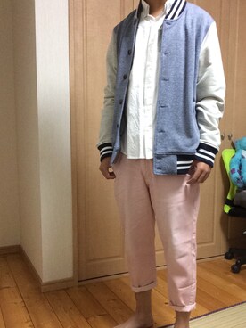 「Right-on（ライトオン）のアイテム（スタジャン）」を使った、こぉーうちゃんさん（メンズ・174cm）の秋コーディネート