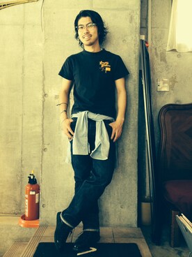 「miraco（ミラコ）のシャツブルゾン（シャツ/ブラウス、ブルー系）」を使った、SHUNさん（メンズ・168cm）の春コーディネート