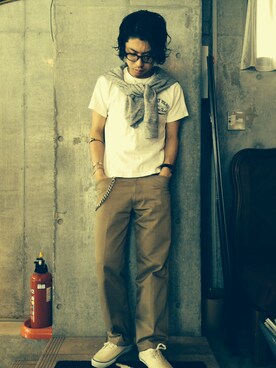 「VANS（バンズ）のスニーカー
（スニーカー、ホワイト系）」を使った、SHUNさん（メンズ・168cm）の春コーディネート