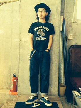 「BEAMS（ビームス）のVANS×BEAMS / 別注 VAN DOREN AUTHENTIC 14SS（スニーカー、ブルー系）」を使った、SHUNさん（メンズ・168cm）の夏コーディネート