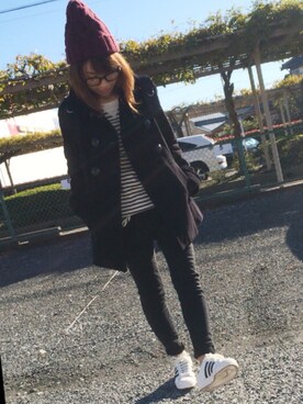 「moussy」｜「アイテム（ピーコート）」を使った、mihoさん（レディース・152cm）の秋コーディネート