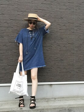 「kormarch」｜「アイテム（帽子）」を使った、RURIさん（レディース・163cm）の夏コーディネート
