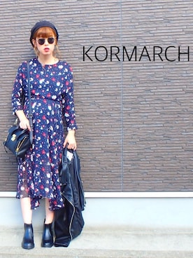 「kormarch」｜「アイテム（ライダースジャケット）」を使った、RURIさん（レディース・163cm）の秋コーディネート