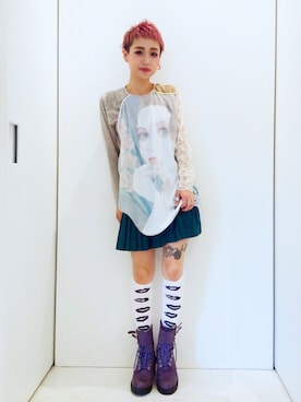 「H&M（エイチ・アンド・エム）のアイテム（スカート）」を使った、MIKAKOさん（レディース・157cm）の秋コーディネート