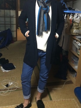 「アイテム（チェスターコート）」を使った、Syouji Huruichiさん（メンズ・181cm・10代）の秋コーディネート