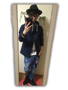 「RAGEBLUE（レイジブルー）のアイテム（その他アウター）」を使った、K☆E☆Nさん（メンズ・161cm）の春コーディネート