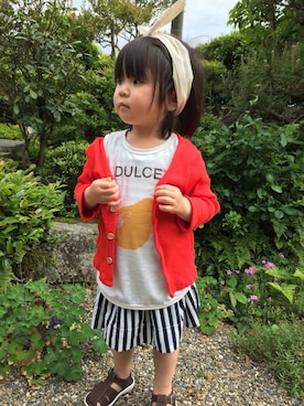 「Cienta（シエンタ）のアイテム（サンダル）」を使った、るるくろさん（キッズ・90cm）の春コーディネート