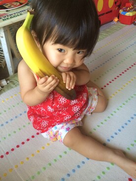 「アイテム（キャミソール、レッド系）」を使った、koharu☻さん（キッズ・70cm）の夏コーディネート