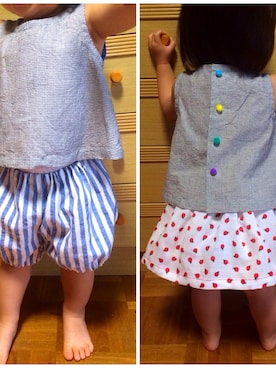 「Handmade（ハンドメイド）のアイテム（タンクトップ）」を使った、koharu☻さん（キッズ・70cm）の冬コーディネート