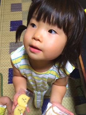 「Moujonjon（ムージョンジョン）のアイテム（ワンピース）」を使った、koharu☻さん（キッズ・80cm）の夏コーディネート