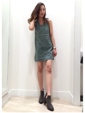 「アイテム（ブーツ、シルバー系）」を使った、柳春奈(yanagi haruna)さん（レディース・172cm）の夏コーディネート