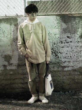 「Dude（デュード）のアイテム」を使った、遠藤航哉さん（メンズ・175cm）の春コーディネート