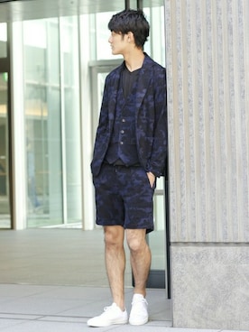 「ネイビー×ホワイト」｜EDIFICE/BY DAICHIさん（メンズ・178cm）の夏コーディネート