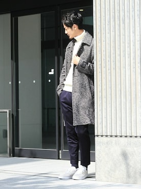 「アイテム（ステンカラーコート、グレー系）」を使った、EDIFICE/BY DAICHIさん（メンズ・178cm）の秋コーディネート