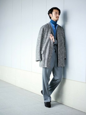 「オーバーコート」｜EDIFICE/BY DAICHIさん（メンズ・178cm）の冬コーディネート