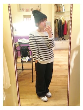 「NOMBRE IMPAIR（ノンブルアンペール）のアイテム（スラックス）」を使った、kinaさん（レディース・150cm）の冬コーディネート
