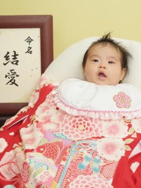 「アイテム（水着/着物・浴衣、レッド系）」を使った、ゆめちゃんさん（キッズ・60cm）の秋コーディネート