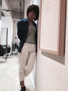 「BLUE BLUE（ブルーブルー）のアイテム（ジャケット/アウター）」を使った、ヨウコさん（レディース・158cm）の春コーディネート