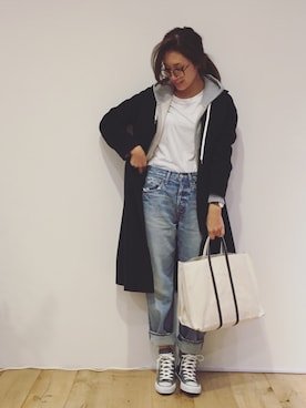 「STUDIOUS（ステュディオス）のアイテム（チェスターコート）」を使った、yanさん（レディース・160cm）の冬コーディネート