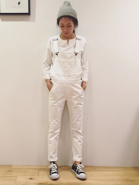 「BAYFLOW（ベイフロー）のアイテム（オールインワン・サロペット）」を使った、yanさん（レディース・160cm）の冬コーディネート
