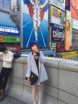 「one way（ワンウェイ）のアイテム（ニットキャップ/ビーニー）」を使った、Milさん（レディース・168cm）の冬コーディネート