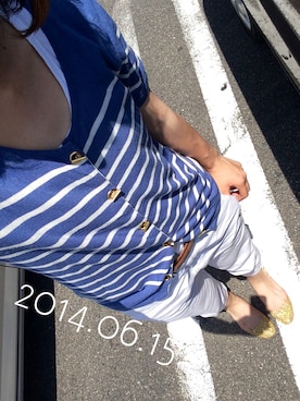 「ジャパンブルー」｜「アイテム（サンダル）」を使った、いーさんさん（レディース・158cm）の夏コーディネート
