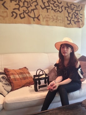 「MICOAMERI（ミコアメリ）のアイテム（シャツ/ブラウス）」を使った、舟山久美子♡くみっきーさん（レディース・155cm）の夏コーディネート