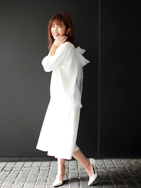 「MICOAMERI（ミコアメリ）のアイテム（パンプス）」を使った、舟山久美子♡くみっきーさん（レディース・155cm）の夏コーディネート