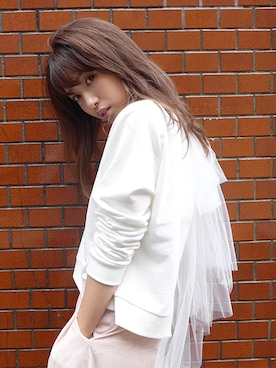 「MICOAMERI（ミコアメリ）のアイテム（Tシャツ/カットソー）」を使った、舟山久美子♡くみっきーさん（レディース・155cm）の秋コーディネート