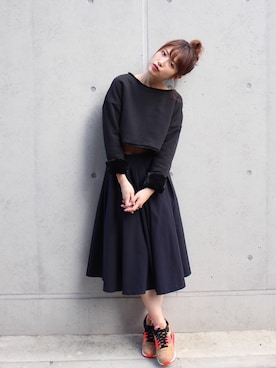 「MICOAMERI（ミコアメリ）のアイテム（Tシャツ/カットソー）」を使った、舟山久美子♡くみっきーさん（レディース・155cm）の秋コーディネート