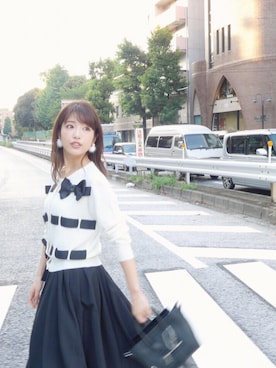 「MICOAMERI（ミコアメリ）のアイテム（バッグ）」を使った、舟山久美子♡くみっきーさん（レディース・155cm）の秋コーディネート