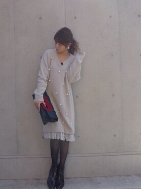 「MICOAMERI（ミコアメリ）のアイテム（バッグ）」を使った、舟山久美子♡くみっきーさん（レディース・155cm）の秋コーディネート