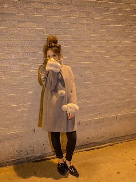 「MICOAMERI（ミコアメリ）のアイテム（デニムパンツ）」を使った、舟山久美子♡くみっきーさん（レディース・155cm）の秋コーディネート