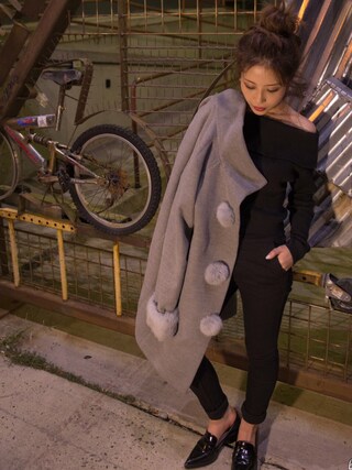 舟山久美子♡くみっきー使用「MICOAMERI（ファーミックスコート）」的時尚穿搭