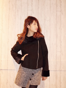 「MICOAMERI（ミコアメリ）のアイテム（ジャケット/アウター）」を使った、舟山久美子♡くみっきーさん（レディース・155cm）の冬コーディネート