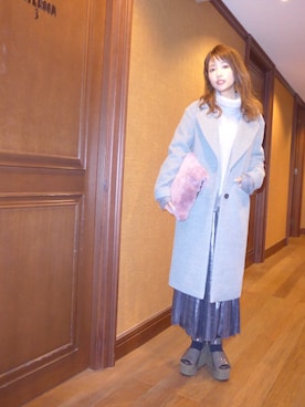 「MICOAMERI（ミコアメリ）のアイテム（ジャケット/アウター）」を使った、舟山久美子♡くみっきーさん（レディース・155cm）の冬コーディネート