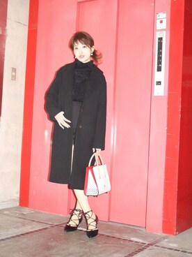 「MICOAMERI（ミコアメリ）のアイテム（ジャケット/アウター）」を使った、舟山久美子♡くみっきーさん（レディース・155cm）の冬コーディネート