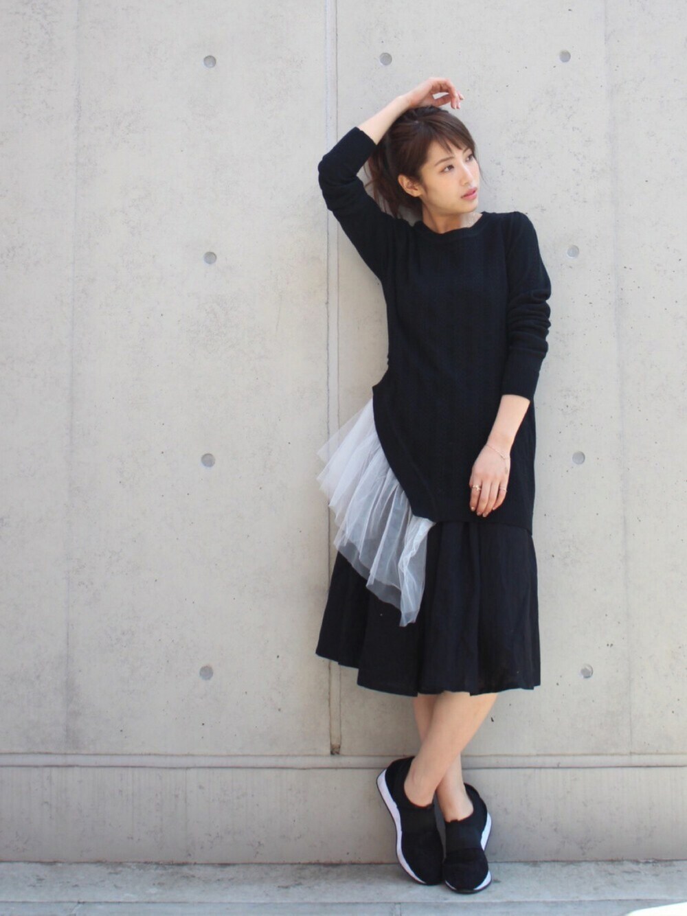 舟山久美子♡くみっきーさんの「コットンボリュームフレアスカート（MICOAMERI）」を使ったコーディネート