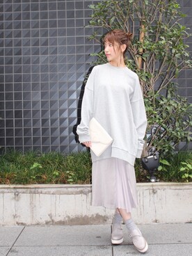 舟山久美子♡くみっきーさんの「アシンメトリープリーツスカート」を使ったコーディネート