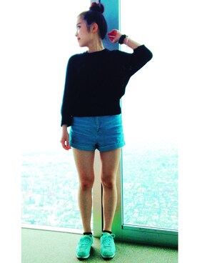 「ハイウエストデニム」｜ハナエタダさん（レディース・155cm）の春コーディネート