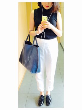 「ノースリーブニット」｜ハナエタダさん（レディース・155cm）の夏コーディネート