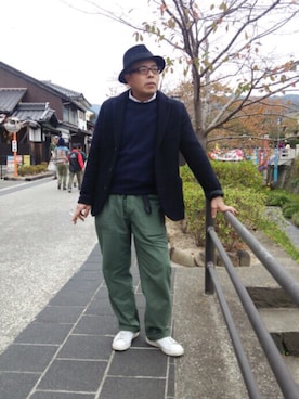 「BLUE BLUE（ブルーブルー）のアイテム（ニット/セーター）」を使った、タカ                 ☮さん（メンズ・170cm）の秋コーディネート