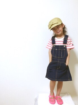 「BREEZE（ブリーズ）のアイテム（ジャンパースカート）」を使った、Yさん（キッズ・100cm）の春コーディネート